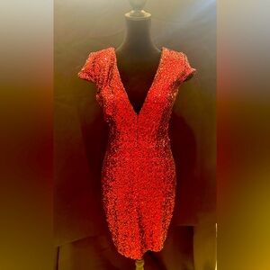 Dress The Population Cranberry sequin “Zoe” Dress, size Medium.